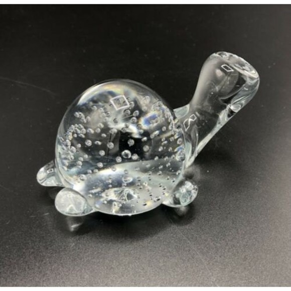 Art Glass Turtle Paperweight with Controlled Bubbles Bullicante Vintage - Picture 2 of 6